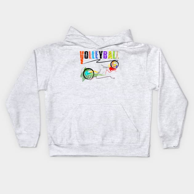 hit volleyball and text design and brush strokes style Kids Hoodie by pichart99thai
